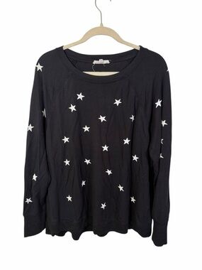Workshop Republic Clothing Black Pullover with White Stars Modal Plus Size